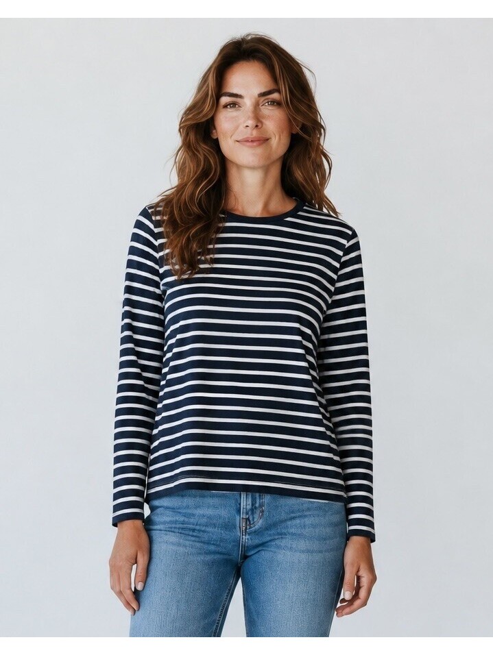 Lauren Ralph Lauren Navy And White Striped Long Sleeve Shirt Size 1x See Notes